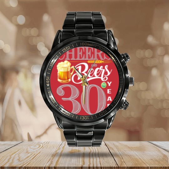 Discover 30th Birthday  Cheers And Beers To 30 Years Calendar Steel Band Watch