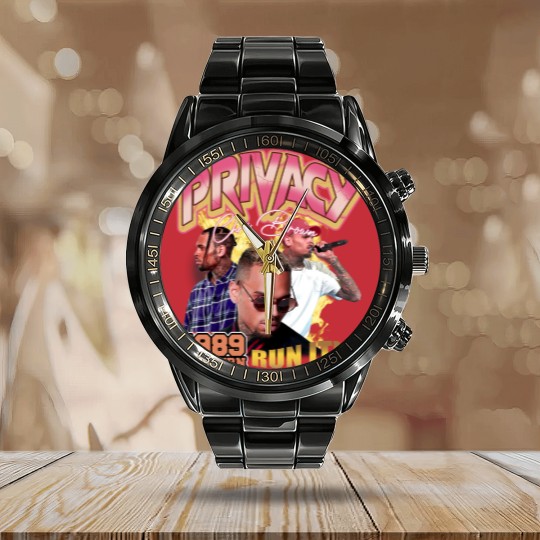 Discover Vintage Privacy Chris Brown Calendar Steel Band Watch, Chris Brown Hip Hop Tour 2022 Calendar Steel Band Watch