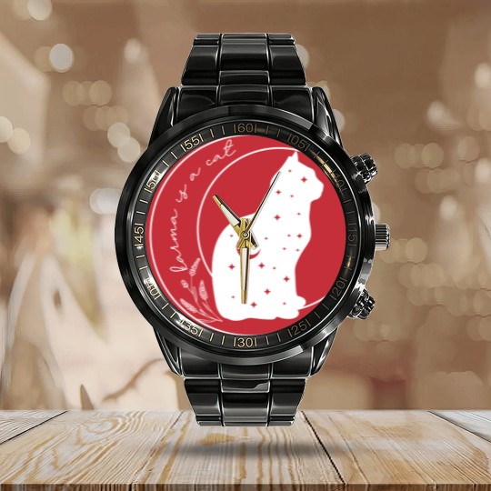 Discover Karma is a Cat Calendar Steel Band Watch