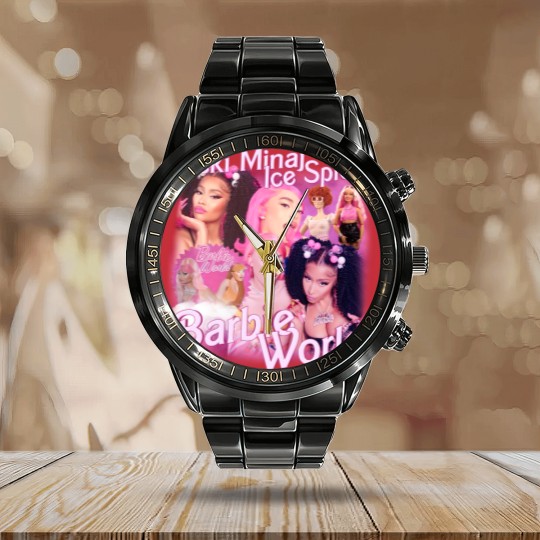 Discover Nicki Minaj x Ice Spice Vintage Rap Calendar Steel Band Watch, Nicki Minaj x Ice Spice Barbie World Calendar Steel Band Watch