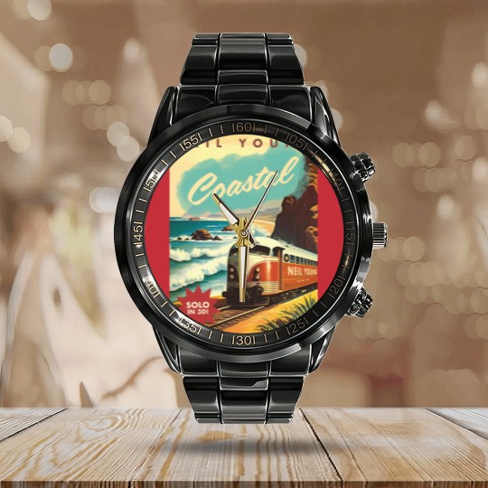 Discover Neil Young Coastal 2023 Tour Calendar Steel Band Watch, Neil Young Calendar Steel Band Watch, Neil Young Tour Poster Calendar Steel Band Watch