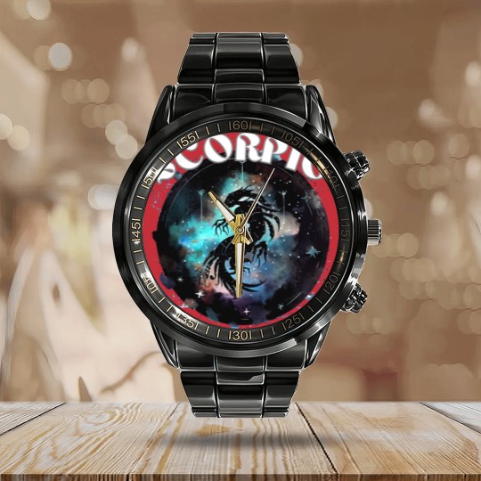 Discover Zodiac Scorpio Sign Classic Calendar Steel Band Watch
