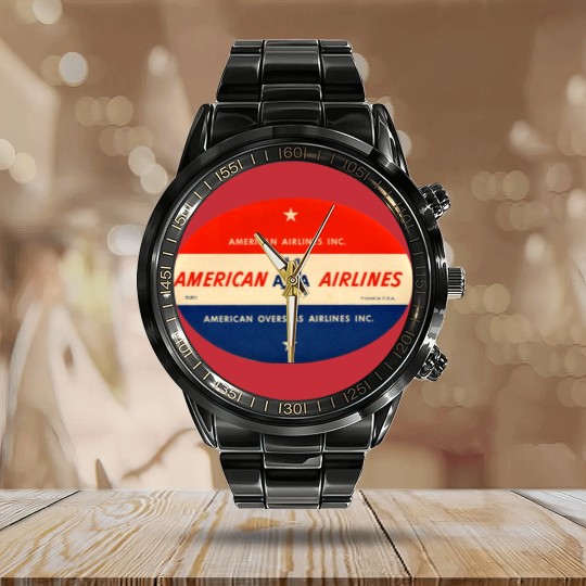 Discover American airlines Calendar Steel Band Watch