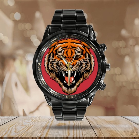 Discover tiger head - Roaring Tiger - Calendar Steel Band Watch