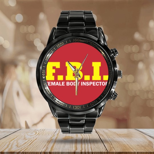 Discover Female Body Inspector Calendar Steel Band Watch FBI boys costume carnival logo