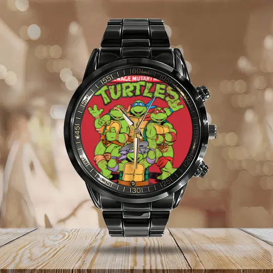 Discover Retro Teenage Mutant Ninja Turtles Calendar Steel Band Watch, Funny Turtle Calendar Steel Band Watch