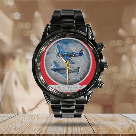 Discover F4U CORSAIR and P51 MUSTANG Calendar Steel Band Watch