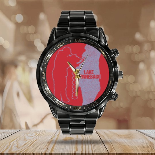 Discover Ice Fishing Lake Winnebago Wisconsin Fisherman Clo Calendar Steel Band Watch