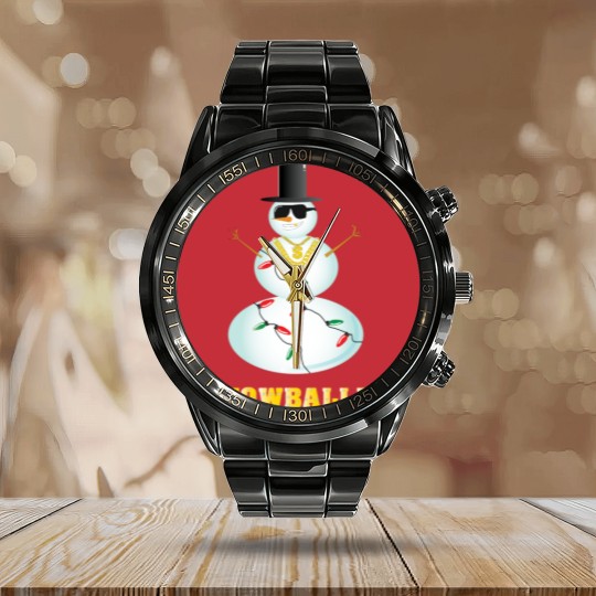 Discover Snowballer Snowman Baller Calendar Steel Band Watch