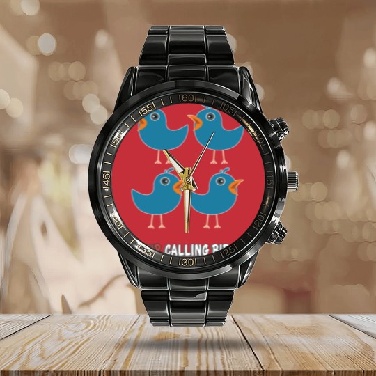 Discover Four Calling Birds Song 12 Days Christmas Calendar Steel Band Watch