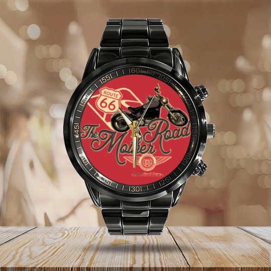 Discover Motorcycle - Route 66 the mother road Calendar Steel Band Watch