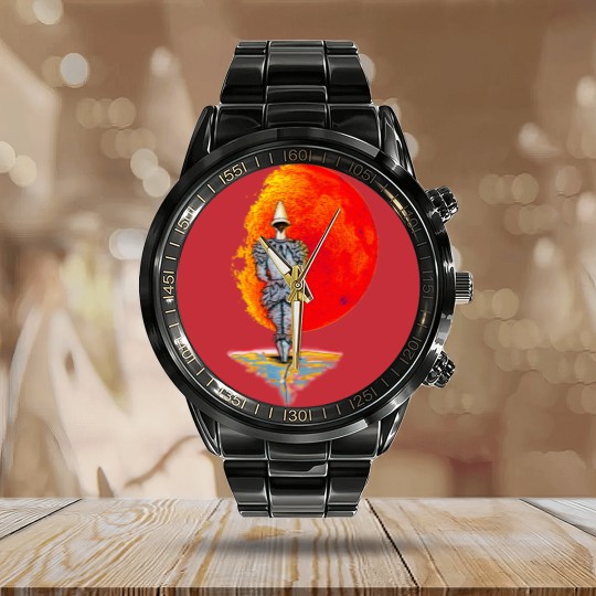 Discover Ziggy Pierrot tribute - Bowie Art - Calendar Steel Band Watch