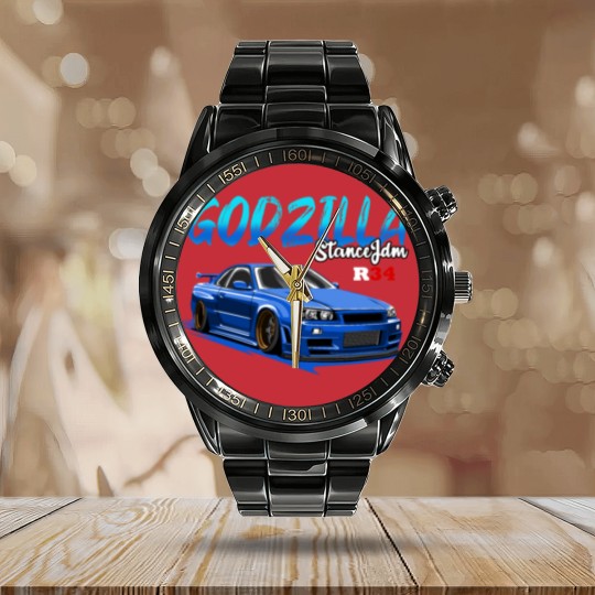 Discover SKYLINE R34 Blue Calendar Steel Band Watch