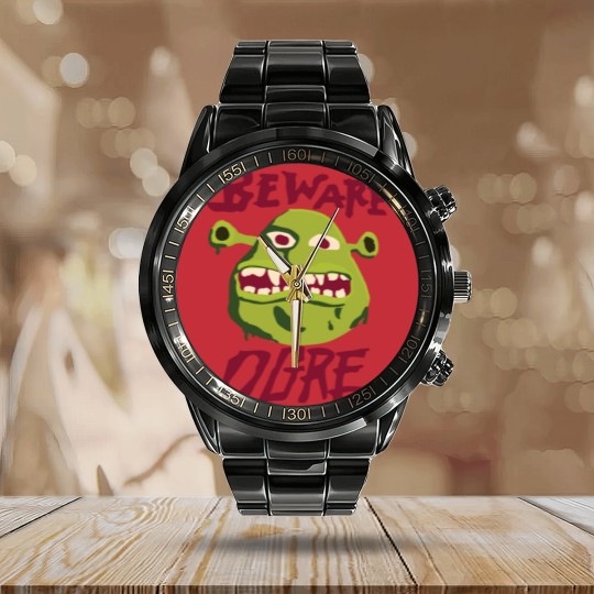 Discover Beware Ogre Shrek Sign Classic Calendar Steel Band Watch
