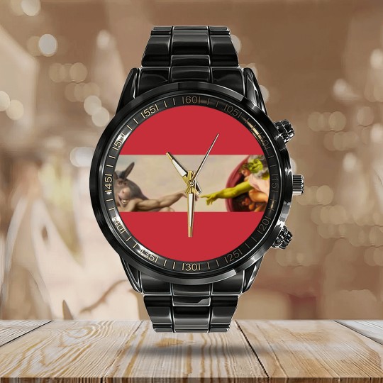 Discover Shrek hands of God Classic Calendar Steel Band Watch, Love Shrek Calendar Steel Band Watch