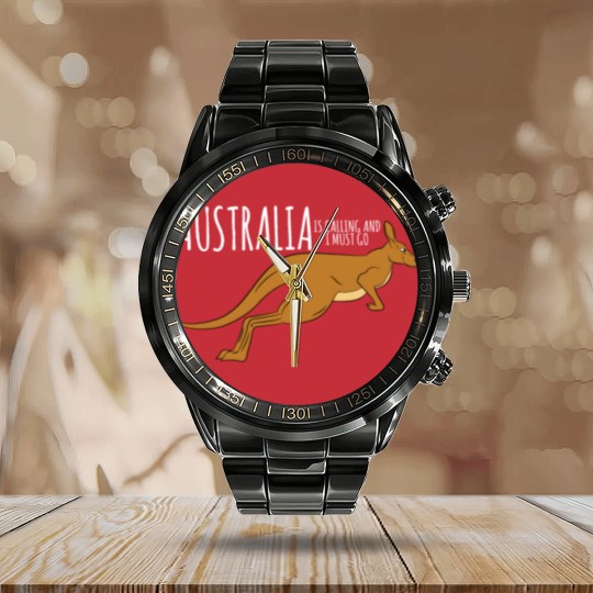 Discover Kangaroo-Australia Is Calling And I Must Go Calendar Steel Band Watch