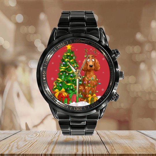 Discover Irish Setter Dog Lover Xmas Lighting Irish Setter Calendar Steel Band Watch