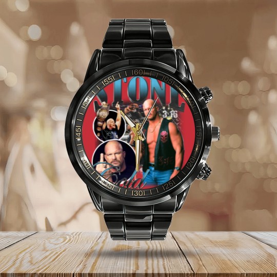 Discover Vintage Bootleg Style Stone Cold Calendar Steel Band Watch, Steve Austin Wrestling Calendar Steel Band Watch