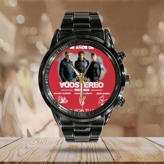 Discover 38 Anos De Soda Stereo 19822020 Gracias Por Tu Música, Designer Camiseta clásica Calendar Steel Band Watch