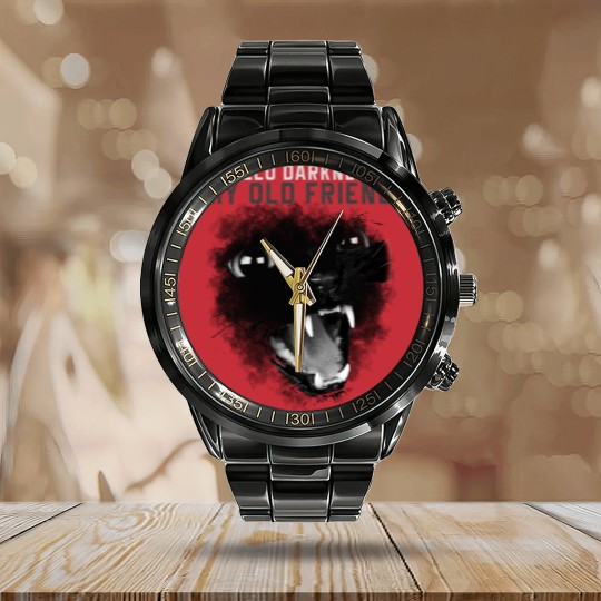 Discover Hello Darkness my old friend Calendar Steel Band Watch
