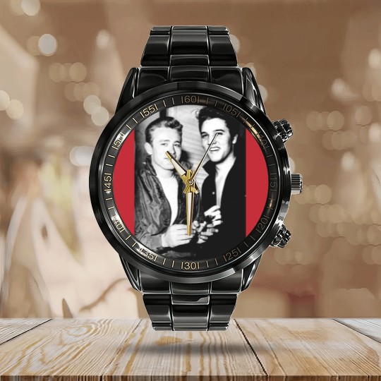 Discover Vintage Old Hollywood Elvis Presley James Dean Unisex Fit Calendar Steel Band Watch Calendar Steel Band Watch