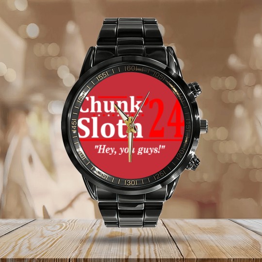 Discover Chunk and Sloth '24 - election funny 80s retro humor Calendar Steel Band Watch