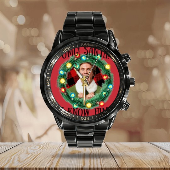 Discover Santa OMG I Know Him Calendar Steel Band Watch, Christmas Movie Calendar Steel Band Watch