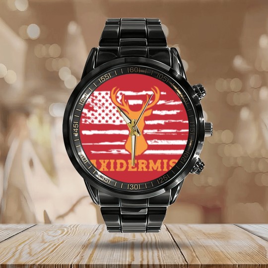 Discover Taxidermist American Flag Taxidermy Calendar Steel Band Watch