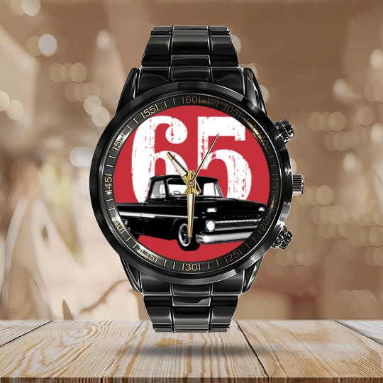Discover 1965 C10 Pickup Truck Front Three Quarter View Calendar Steel Band Watch