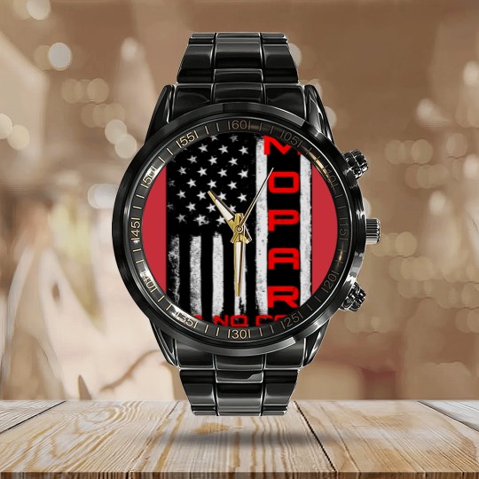 Discover Mopar or No Car Flag America Motor Car Sports Racing Gift Calendar Steel Band Watch