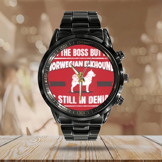 Discover Norwegian Elkhound Doggie School Dog Trainer Gag Calendar Steel Band Watch