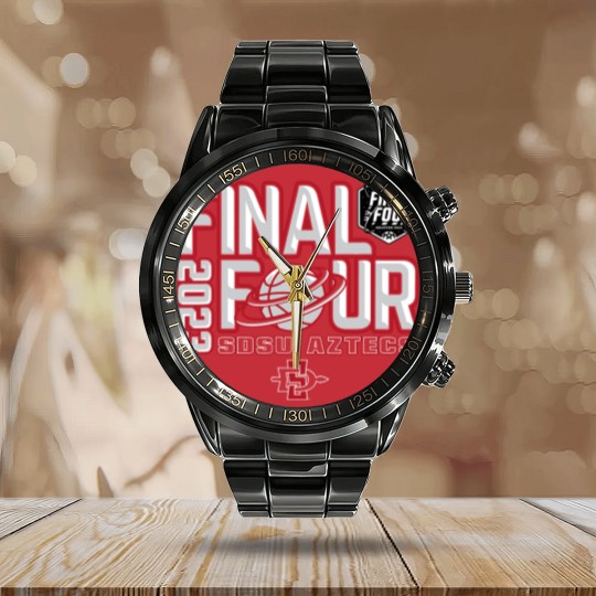 Discover San Diego State Aztecs Final Four Basketball Dunk Black Calendar Steel Band Watch