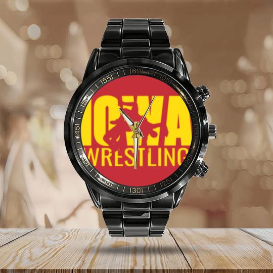 Discover Iowa Wrestling Freestyle Wrestler Gift The Hawkeye Calendar Steel Band Watch