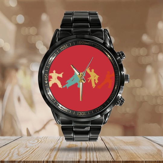 Discover Retro Thai Chi Silhouette Medication Gift Idea Calendar Steel Band Watch