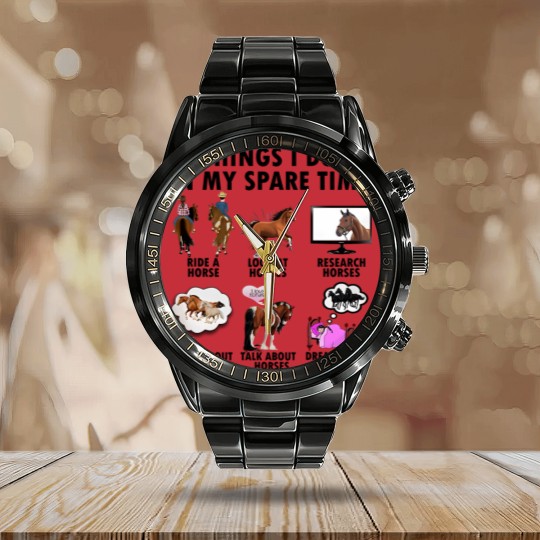 Discover Horse Lover Calendar Steel Band Watch | Gift For Horse Lover | Things I Do In Spare Time Calendar Steel Band Watch