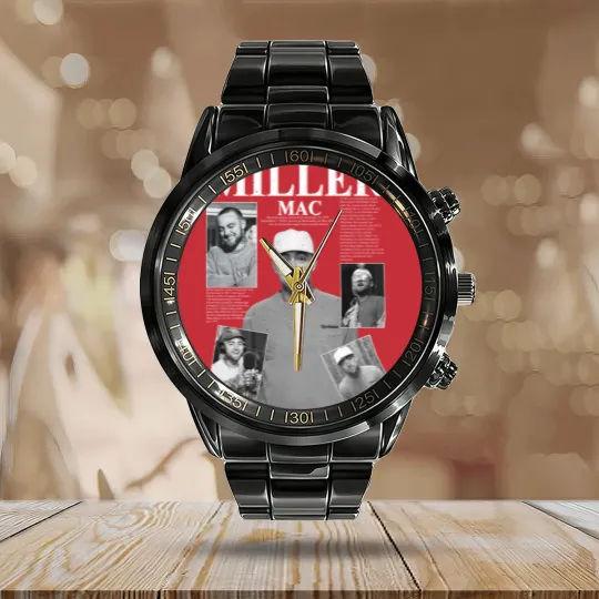 Discover macmiller Music Calendar Steel Band Watch K1, macmiller Music Pop Calendar Steel Band Watch, macmiller Concert 2023 Retro Unisex Gift Bootleg Calendar Steel Band Watch Mus3004DK