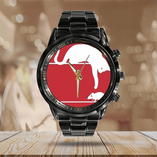 Discover Cat and mouse - Animals - Calendar Steel Band Watch