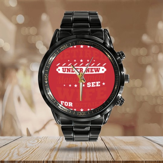 Discover Mens Retired Under New Management Calendar Steel Band Watch