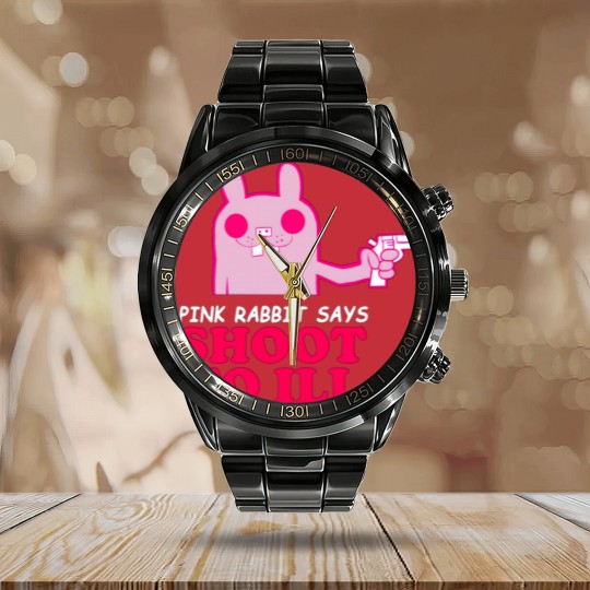 Discover Gorillaz - Pink Rabbit Says- Shoot to Ill89 Calendar Steel Band Watch