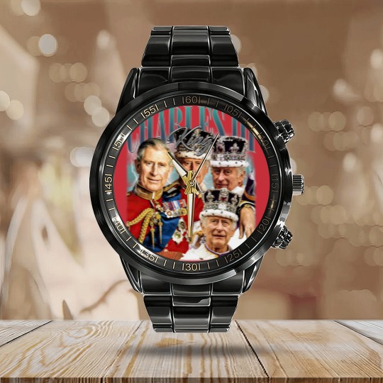 Discover Limited King Charles III Vintage Calendar Steel Band Watch