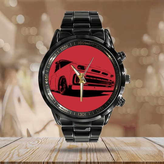 Discover 1965 Chevy C-10 Pickup - stylized monochrome - C 10 - Calendar Steel Band Watch