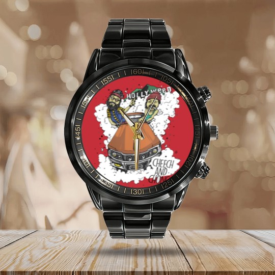 Discover Hollyweed Cheech and Chong Calendar Steel Band Watch