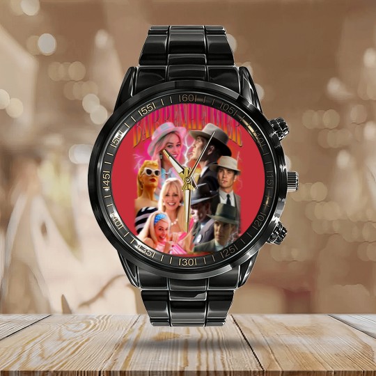 Discover Barbenheimer Vintage Calendar Steel Band Watch, Gift For Women and Man Calendar Steel Band Watch