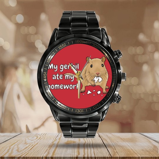 Discover Gerbil Ate My Homework Calendar Steel Band Watch