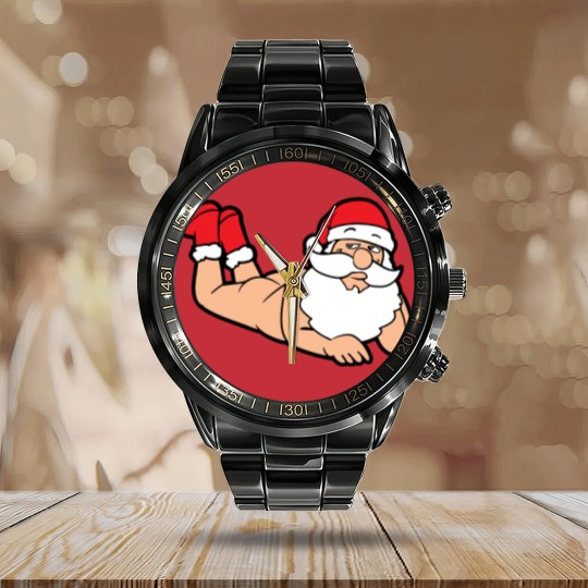 Discover Funny Sexy Santa Claus Xmas Merry Christmas Winter Calendar Steel Band Watch