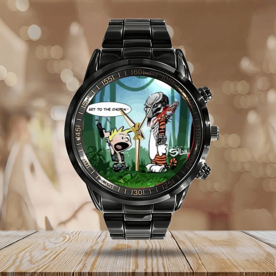 Discover the calvin and hobbes bill watterson Classic Calendar Steel Band Watch