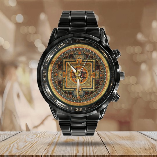 Discover Kalachakra Mandala Calendar Steel Band Watch