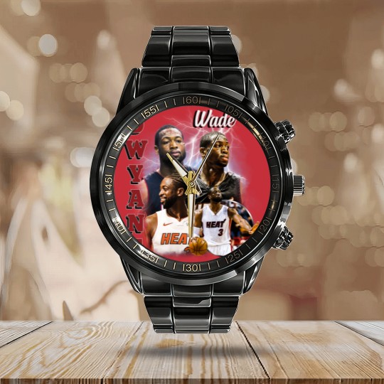 Discover Dwyane Wade Vintage Calendar Steel Band Watch, Vintage 90s Graphic Style Dwyane Wade Calendar Steel Band Watch