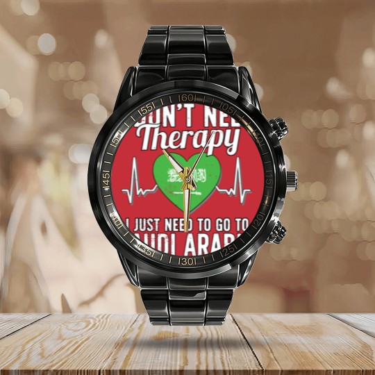 Discover Saudi Arabia flag I Arab Souvenirs Calendar Steel Band Watch