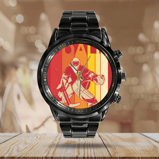 Discover Hockey Goalie T- Calendar Steel Band Watch Vintage Hockey Goalie T- Calendar Steel Band Watch Calendar Steel Band Watch